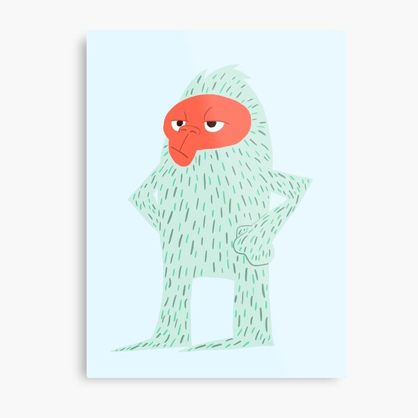 Judgemental Snow Macaque - digital art Metal Print