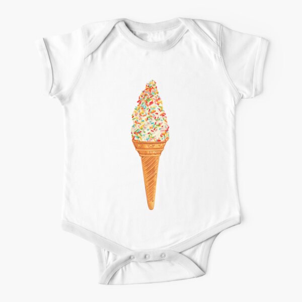 Sprinkle Ice Cream Pattern - Red Short Sleeve Baby One-Piece