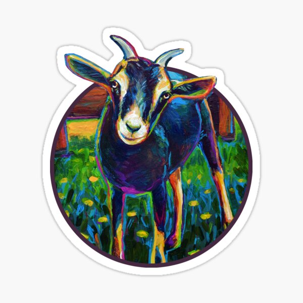 Vista previa del artículo con la obra «Diseño colorido de cabra de granja negra», diseñado y vendido por RobertPhelpsArt.