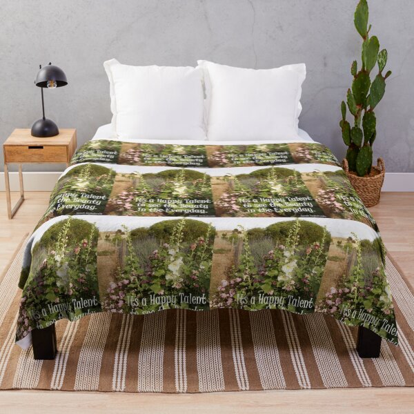 Item preview, Hollyhock Flowers Its A Happy Talent To See The Beauty in the Everyday - Inspirational Quotes designed and sold by Sarah Rajkotwala.