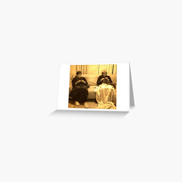 Two ladies knitting Greeting Card