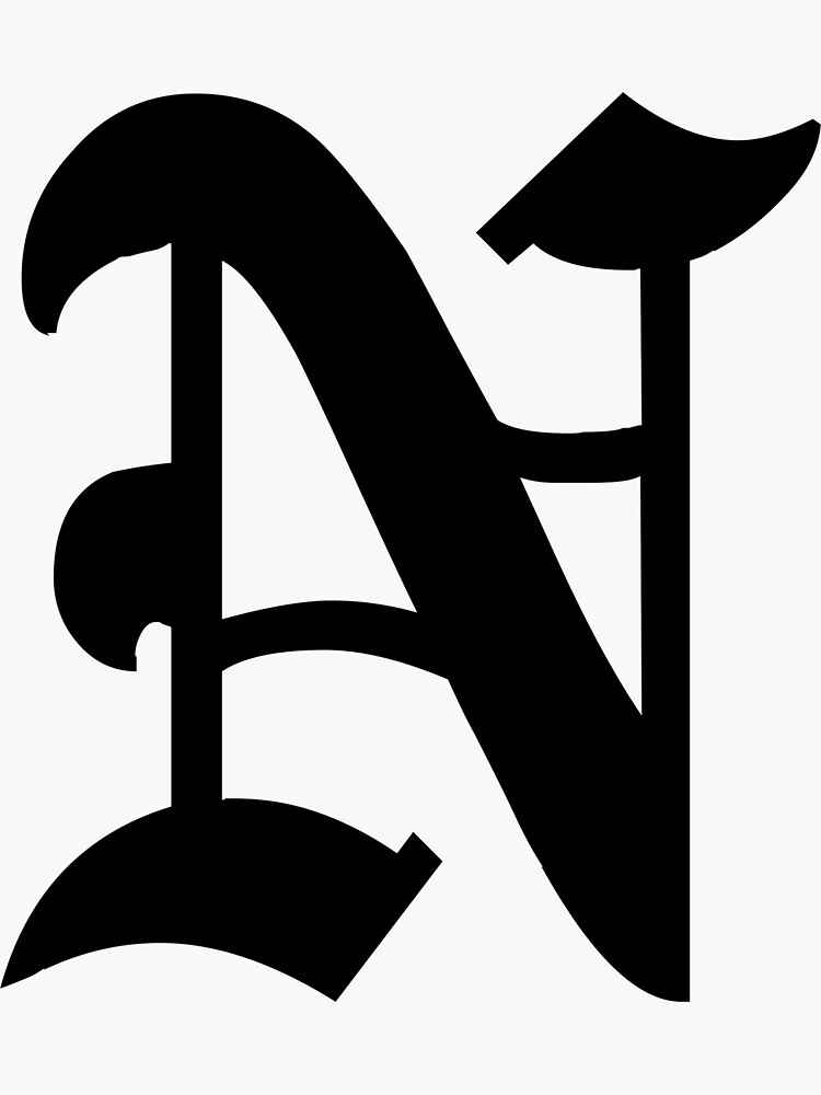 "N - old English font lettering" Sticker for Sale by Drayziken | Redbubble