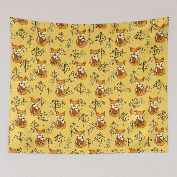 Item preview, The Fox and the Whimsical Woods / Orange Grove on Yellow designed and sold by FranBail.