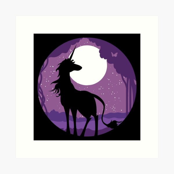 Vista previa del artículo con la obra «Unicornio Luna en el bosque», diseñado y vendido por samohtlion.