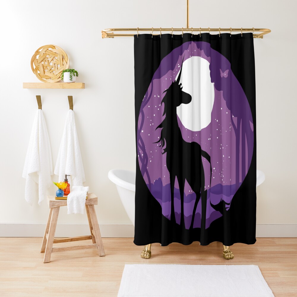 Unicorn Moon In The Woods Shower Curtain By Samohtlion Redbubble
