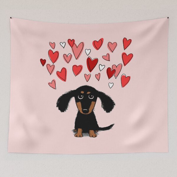 Item preview, Cute Dachshund Puppy Dog with Valentine Hearts designed and sold by Jenn Inashvili.