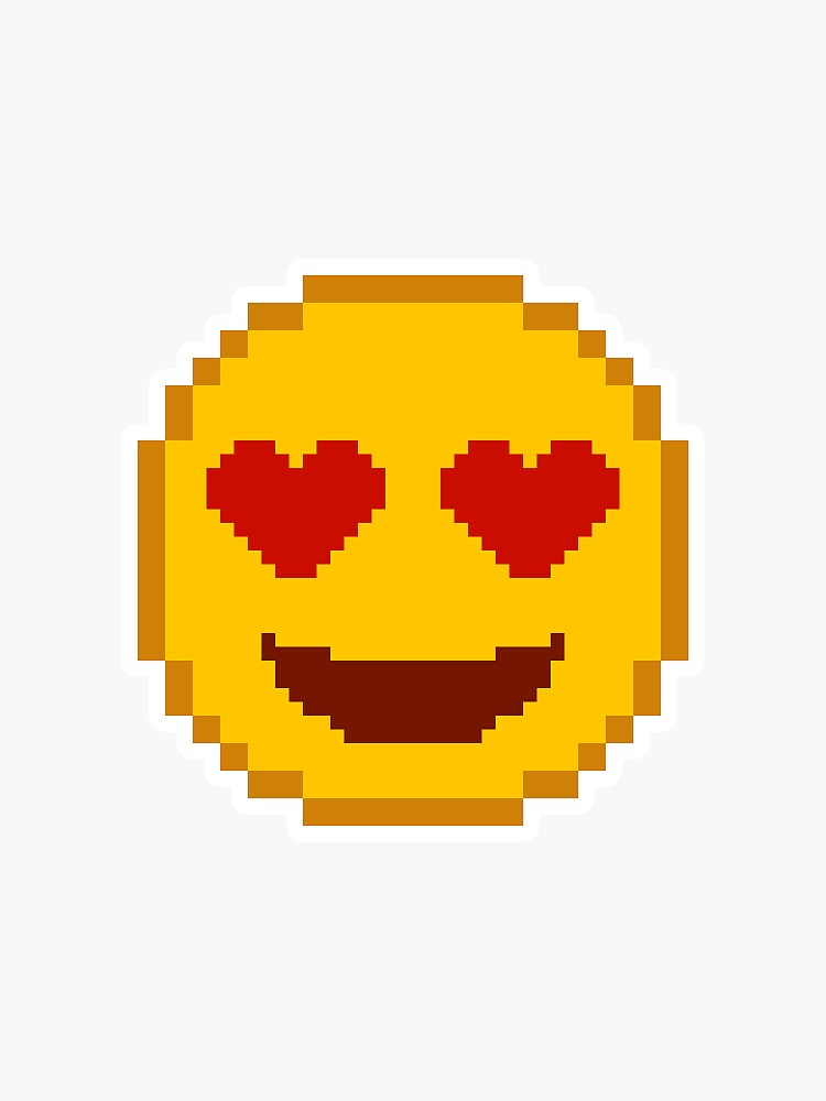 Bit Emoji Yellow Heart Eyes Face Sticker By Northern Redbubble