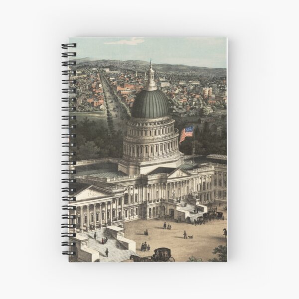 19th century bird’s eye view of Washington Spiral Notebook