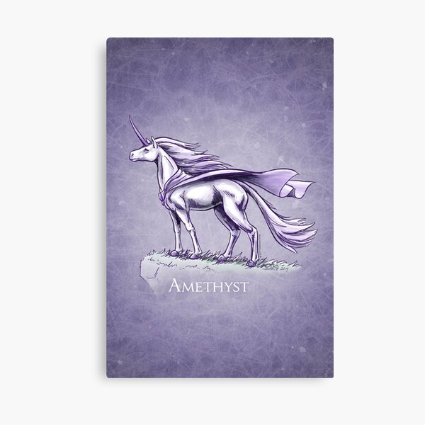 February Birthstone Unicorn: Amethyst Fantasy Art Canvas Print