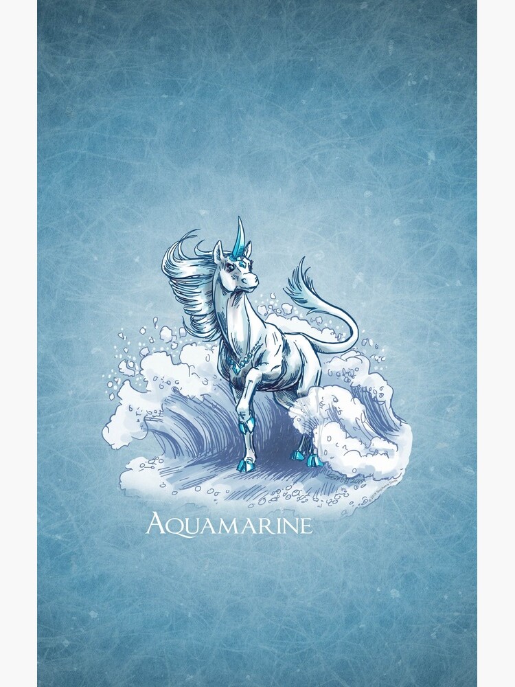 March Birthstone Unicorn: Aquamarine Gemstone Fantasy Art by stephsmith