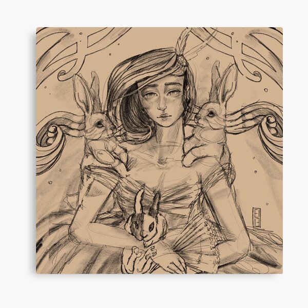 Sketch and Bunnies Canvas Print