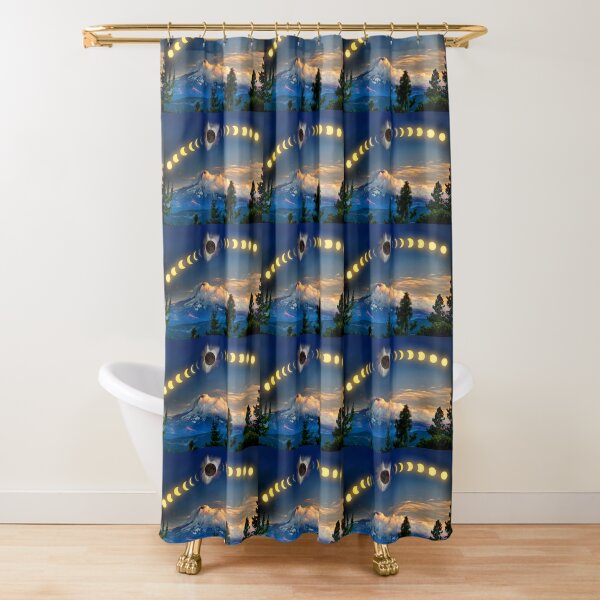 Solar Eclipse of Aug 21, 2017 as visualized above Mt. Hood Shower Curtain