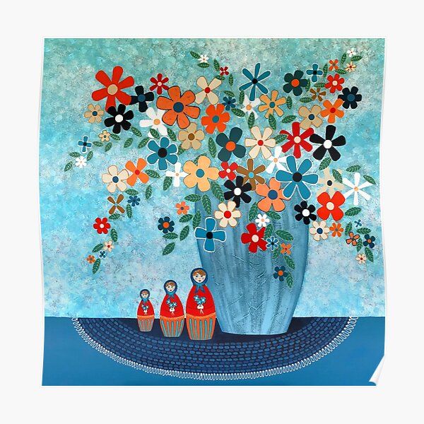 Babushka Love Floral Poster