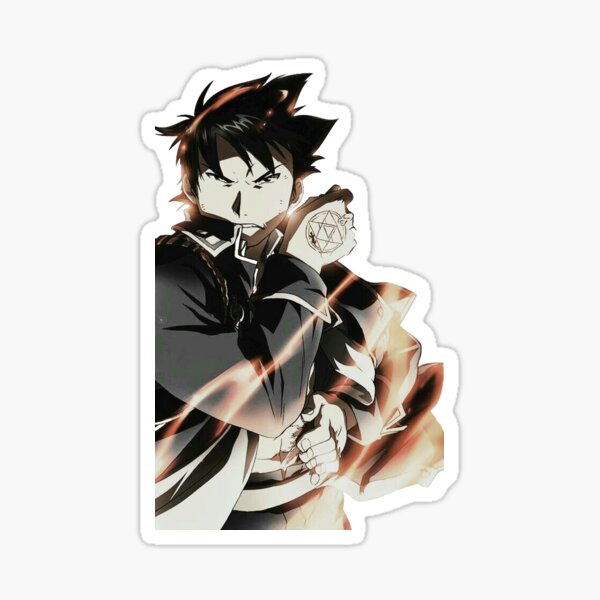 Lexica - Roy mustang, fullmetal alchemist style, Mustang, cartoon nature  sticker, fury, fire, anime style, anime initial d style, solid background  co