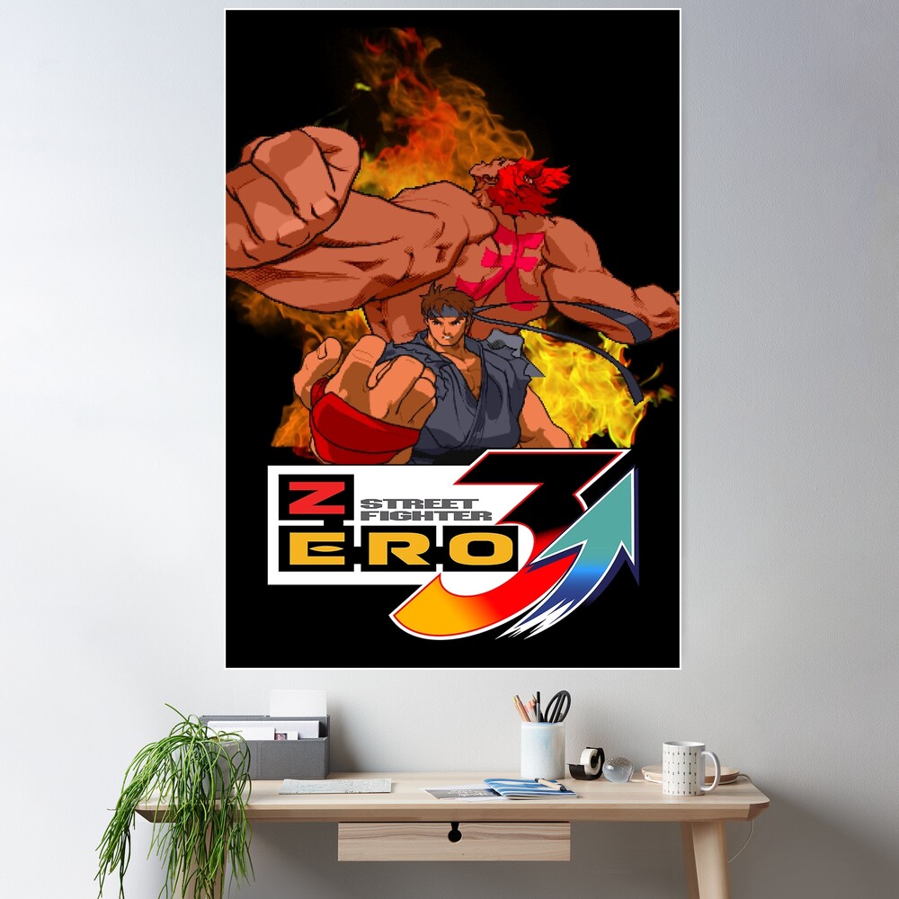 Pôster Street Fighter Alpha 2 Ryu Akuma Arte A2 42x60cm