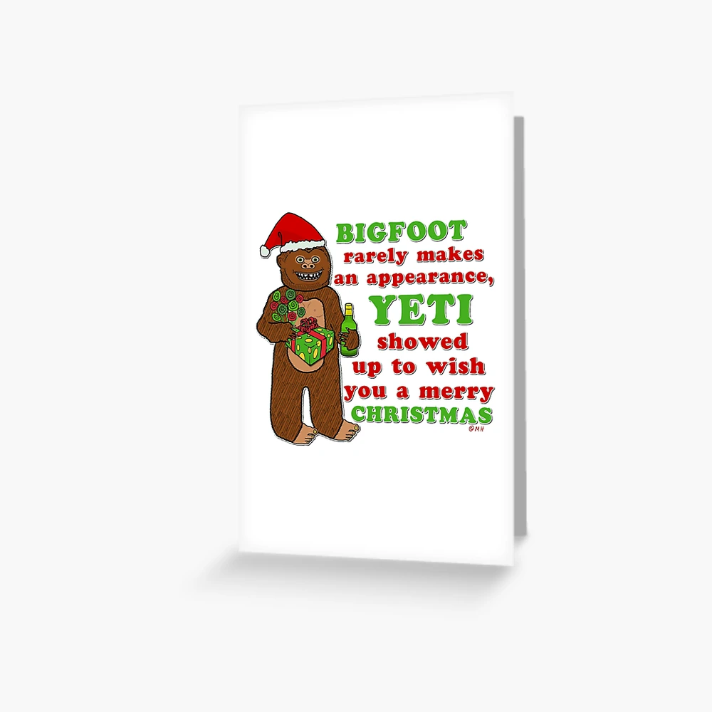 Cute Yeti Drinking Hot Cocoa Blank Holiday Card With Envelope Abominable  Snowman Big Foot Christmas Card Fun Winter Themed Xmas Card 