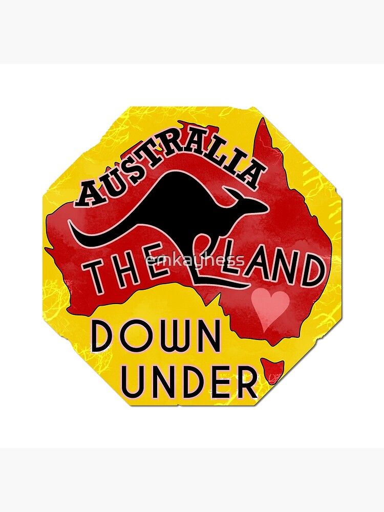 "Australia Land Down Under Kangaroo Retro Luggage Sticker" Poster by emkayhess Redbubble