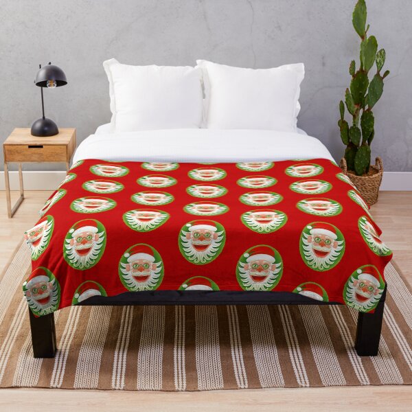 Smiling Santa Claus celebrating Christmas in Hipster style Throw Blanket