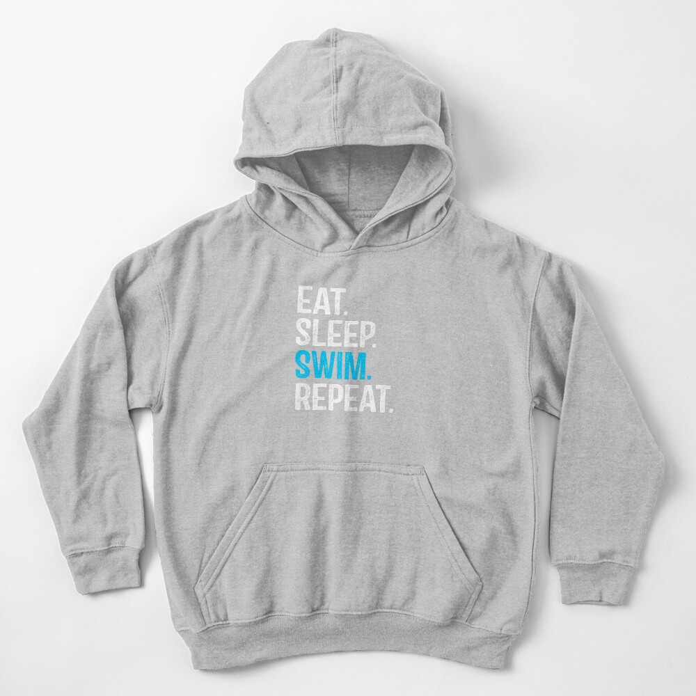 Eat Sleep Swim Repeat Kids Pullover Hoodie