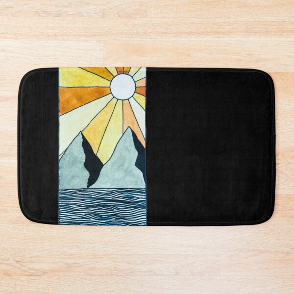 Item preview, Modern graphic landscape mountain and sun sky - drawing watercolor handmade designed and sold by sukaluna.