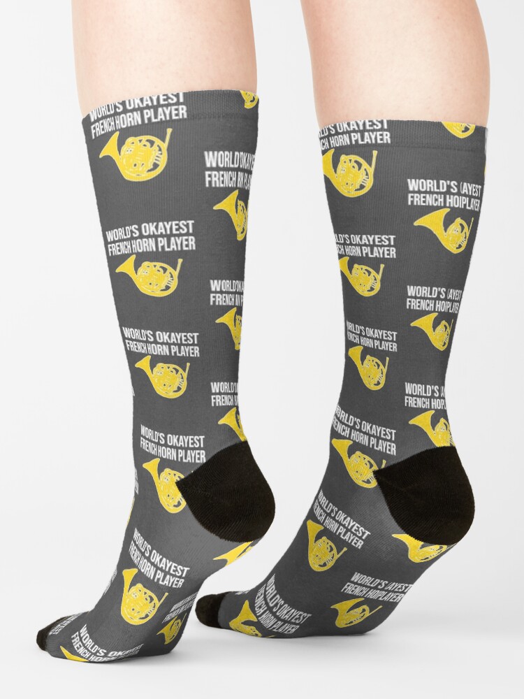 "French Horn WORLD'S OKAYEST FRENCH HORN PLAYER F Horn gift" Socks by HEJAshirts Redbubble