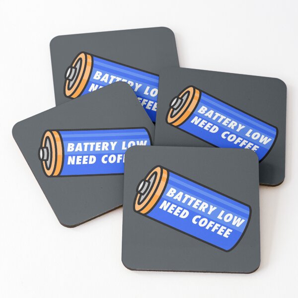 Item preview, Battery Low - Need Coffee! - Blue designed and sold by MOREDANKMEMES.