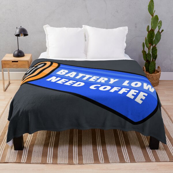Item preview, Battery Low - Need Coffee! - Blue designed and sold by MOREDANKMEMES.