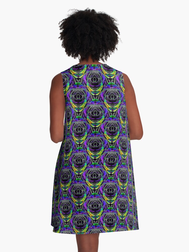 A-Line Dress, Spooky Abstract Pattern designed and sold by Warren Paul Harris