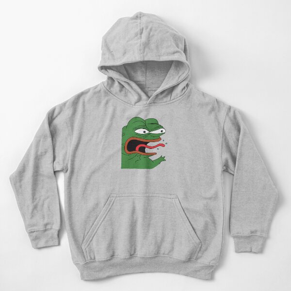 Pepe The Frog Mad Angry Raging and screaming REEE with tongue out Rare PepeTheFrog from Kekistan HD HIGH QUALITY ONLINE STORE Kids Pullover Hoodie