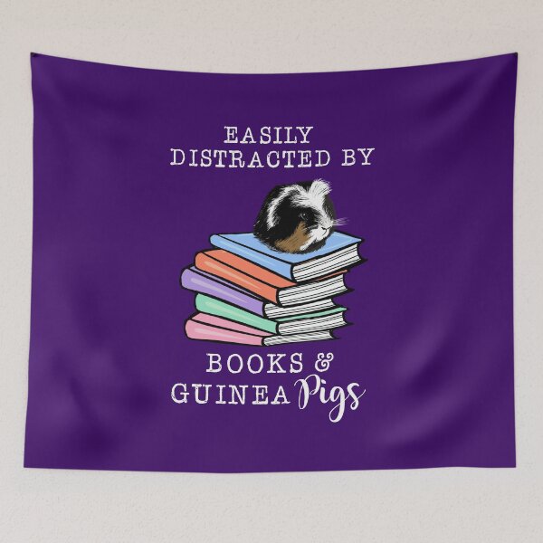 Item preview, Easily distracted by books & Guinea Pigs, guinea pig lovers, book lovers, pet, vet designed and sold by TheArtyApples.
