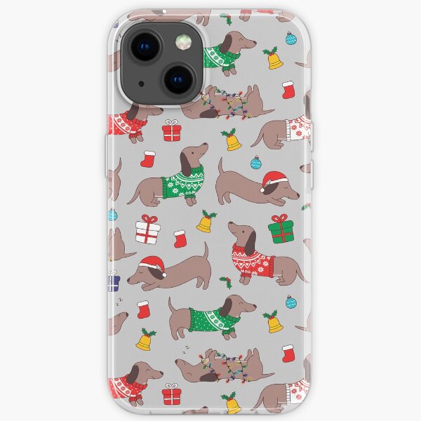 Weihnachtsstrickjacke-Dachshund-Hund auf Silber iPhone Flexible Hülle