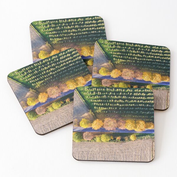 Item preview, Aerial view of country road, autumn trees and ploughed field designed and sold by Lukasz Szczepanski.