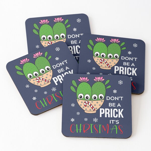 Item preview, Don't Be A Prick It's Christmas - Cacti Couple In Christmas Candy Cane Bowl designed and sold by DreamCactus.