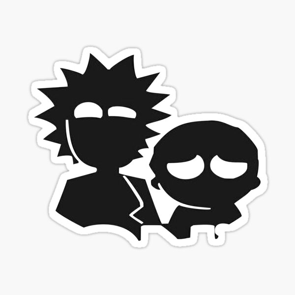 Drawing of rick in black and morty Sticker