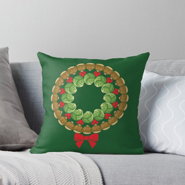 Item preview, Christmas wreath of Brussels sprouts chestnuts cranberries pattern designed and sold by Hokolo.