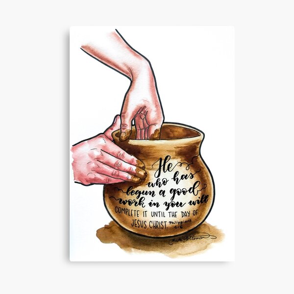 Artikel-Vorschau von Töpfers Hände. Christliche Aquarellmalerei mit einem handbeschrifteten Bibelvers, designt und verkauft von Kate Holloman.