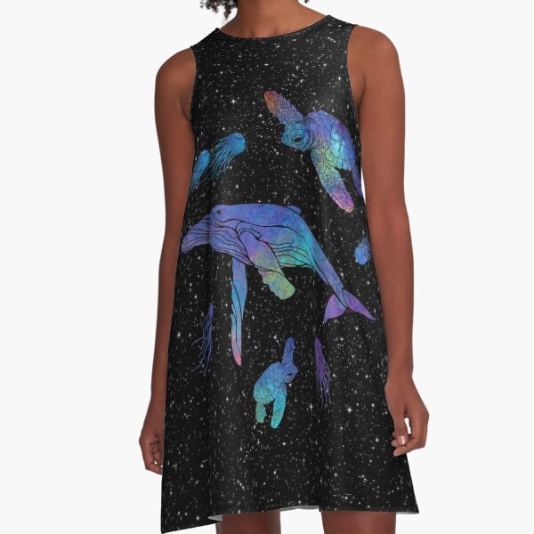 Space Sea Creatures A-Line Dress