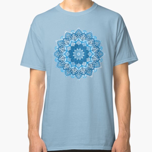 Boho Mandala in Monochrome Blue and White Classic T-Shirt