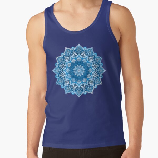 Boho Mandala in Monochrome Blue and White Tank Top