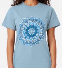 Boho Mandala in Monochrome Blue and White Classic T-Shirt