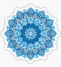 Boho Mandala in Monochrome Blue and White Sticker