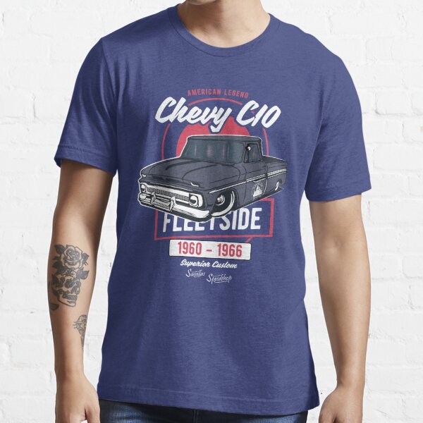 Custom Classic Car T-shirt,1966 Blue CHEVY C10 Classic Pickup Truck Mens T-shirt 
