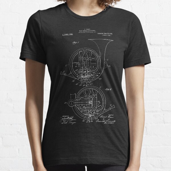 French Horn Patent Band Musical Instrument Invention Reprint Essential T-Shirt