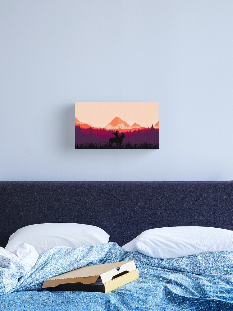 Thumbnail 2 of 3, Canvas Print, Far west sunset designed and sold by POSTBADMERCH.