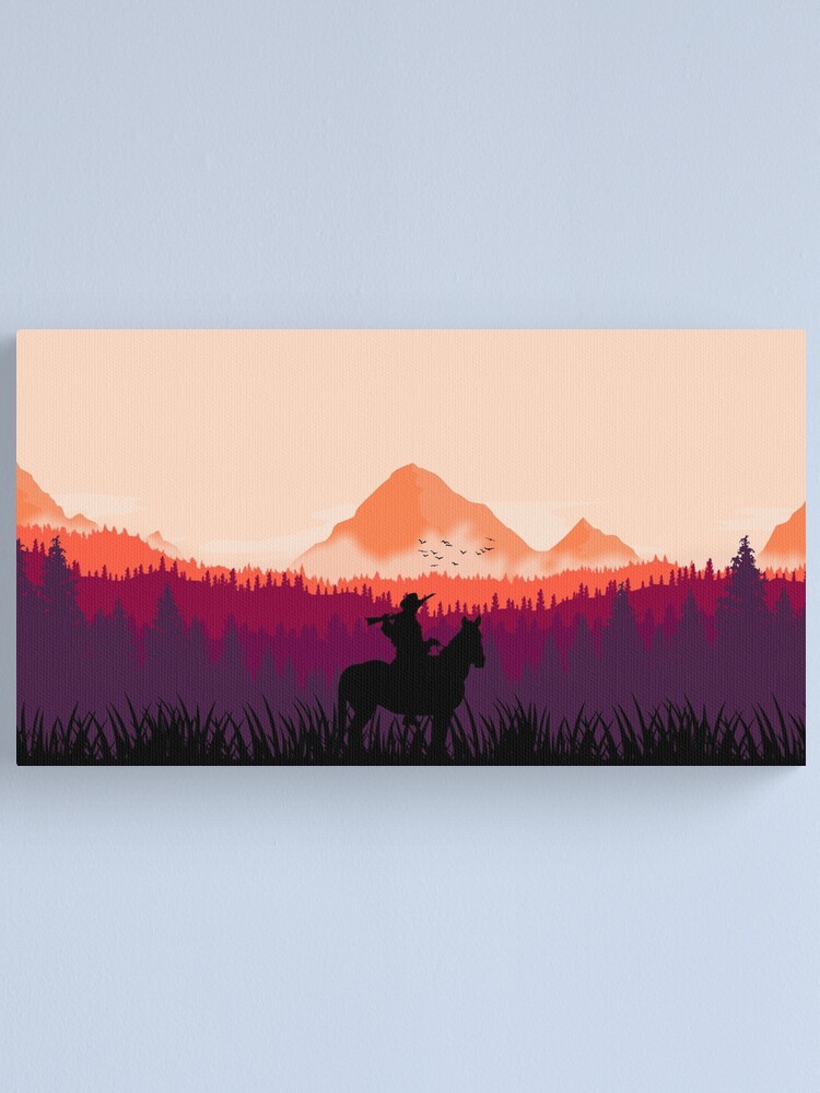 Thumbnail 1 of 3, Canvas Print, Far west sunset designed and sold by POSTBADMERCH.