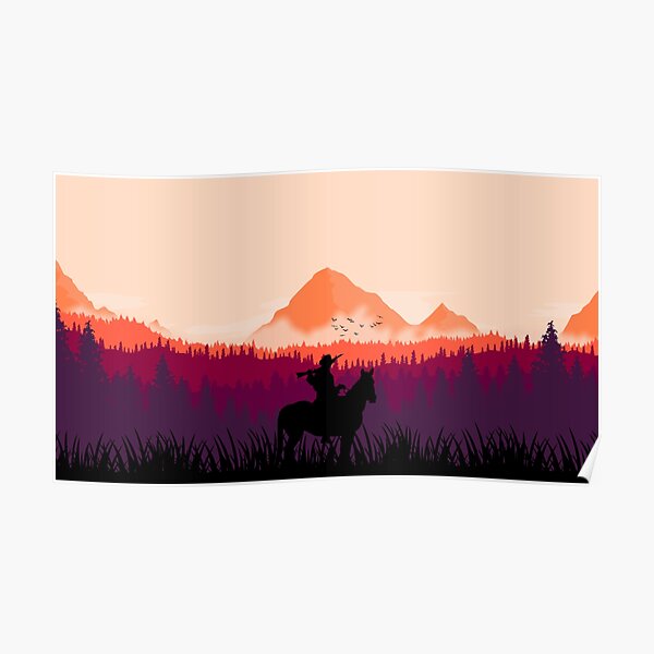 Coucher de soleil au Far West Poster