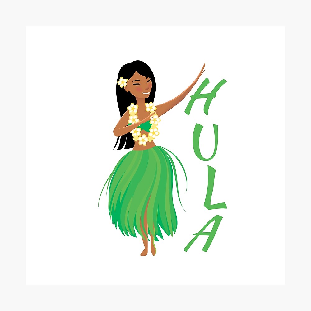 Dancing Hawaiian hula girl print. 