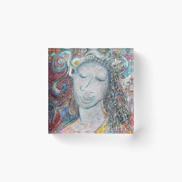'Mama Glow' Resting Witchface. Acrylic Block