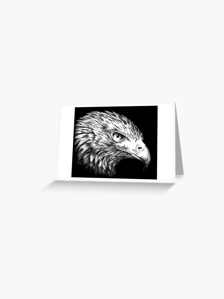 Golden Eagle Portrait Dark Background Greeting Card By Mmmsdesigns Redbubble