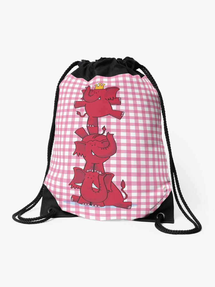 Thumbnail 1 of 3, Drawstring Bag, We ALL love Red Elephants! designed and sold by GuyFox.